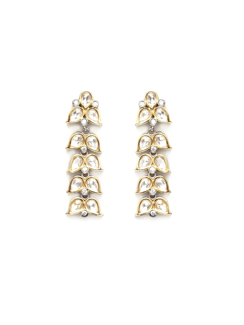 Long Kundan Earrings (silver) - Ruby Raang | Grocsy
