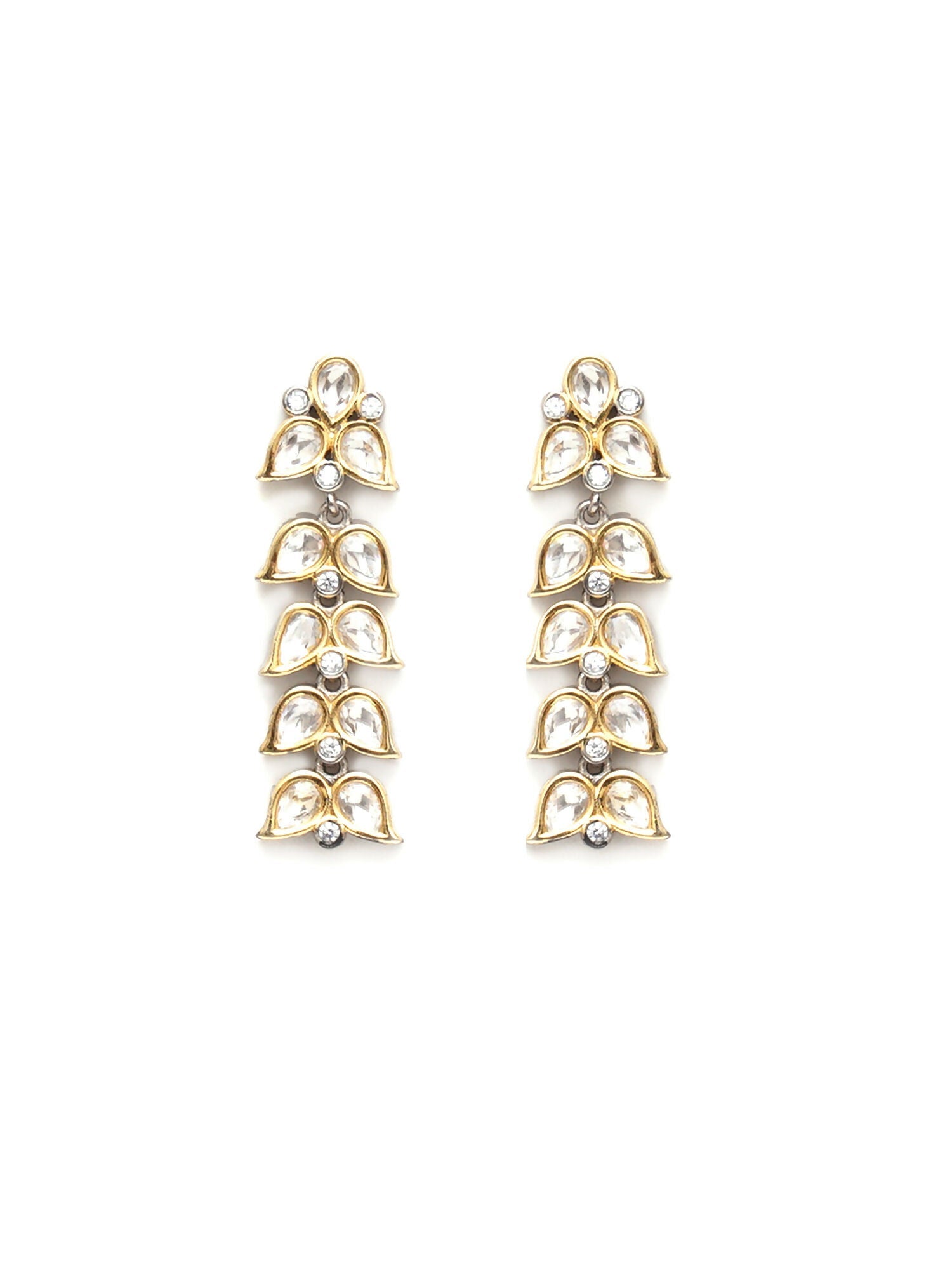 Long Kundan Earrings (silver) - Ruby Raang | Grocsy