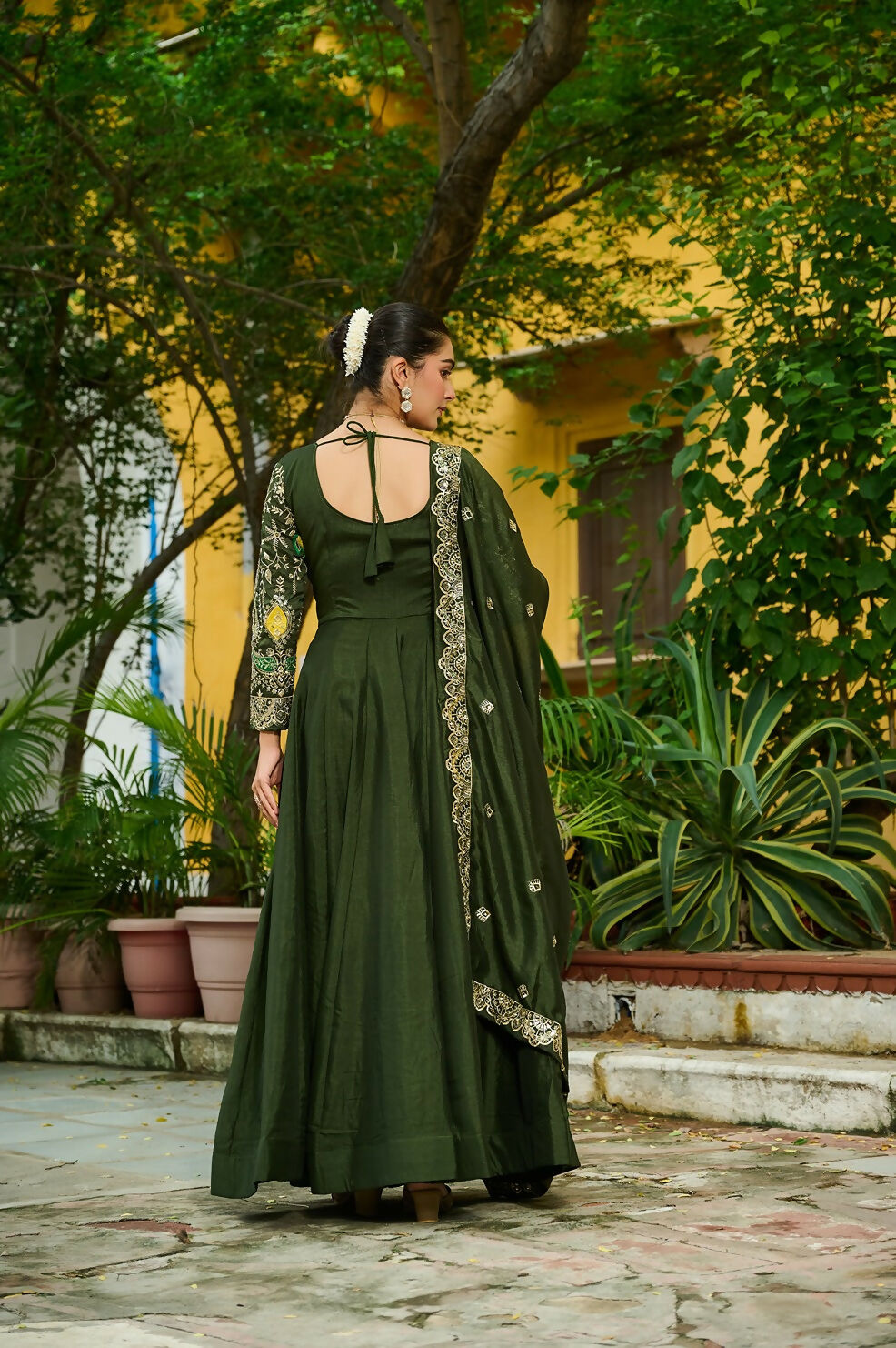 Joban Fashion Green Silk Sequence Embroidery Work Kurta Set | Grocsy