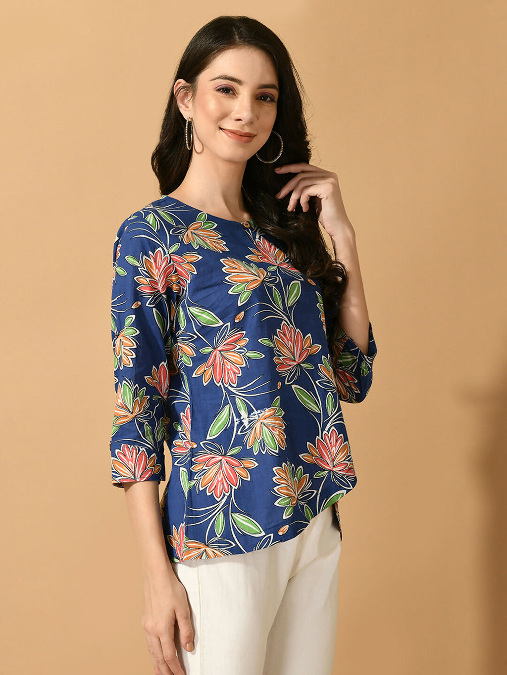 Myshka Women's Blue Printed Party Top | Grocsy
