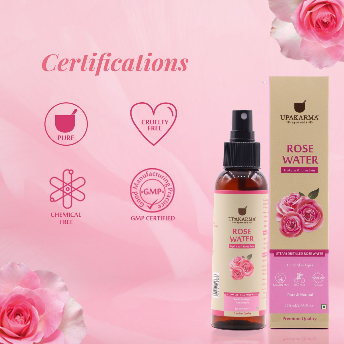 Upakarma Ayurveda Premium Pure And Natural Rose Water | Grocsy