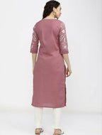 Cheera Women Stylish Hand Block Printed Cotton Blend Flared Kurta - Peach | Grocsy