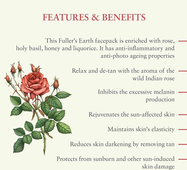 Just Herbs Petalsoft Anti-Tan Rose Face Pack | Grocsy