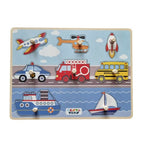 Nesta Toys Wooden Vehicle Jumbo Knob Puzzle (8 Pcs) & Wooden Farm Animal Jumbo Knob Puzzle (8 Pcs) | Grocsy