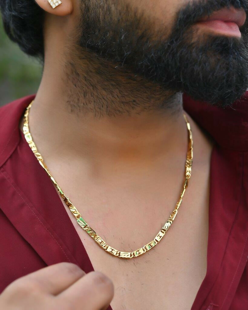 VOJ Gold-Polished Self Designed Biscuit Chain | Grocsy