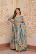 Joban Fashion Rama Silk Sequence Embroidery Work Kurta Set | Grocsy