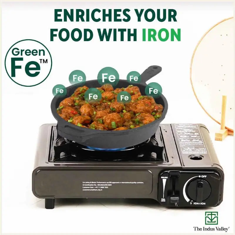 The Indus Valley CASTrong Cast Iron Cookware Set: Tawa+ Kadai+ Frypan, Kitchen Set for Home, Pre-seasoned, 100% Pure, Induction, Tadka Pan | Grocsy