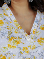 Aramya Yellow Soft Cotton Floral Straight Kurta for Women | Grocsy