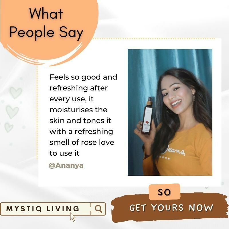 Mystiq Living Rose Water Pure & Natural Spray Face Toner, Gulab Jal For Skin & Hair | Grocsy