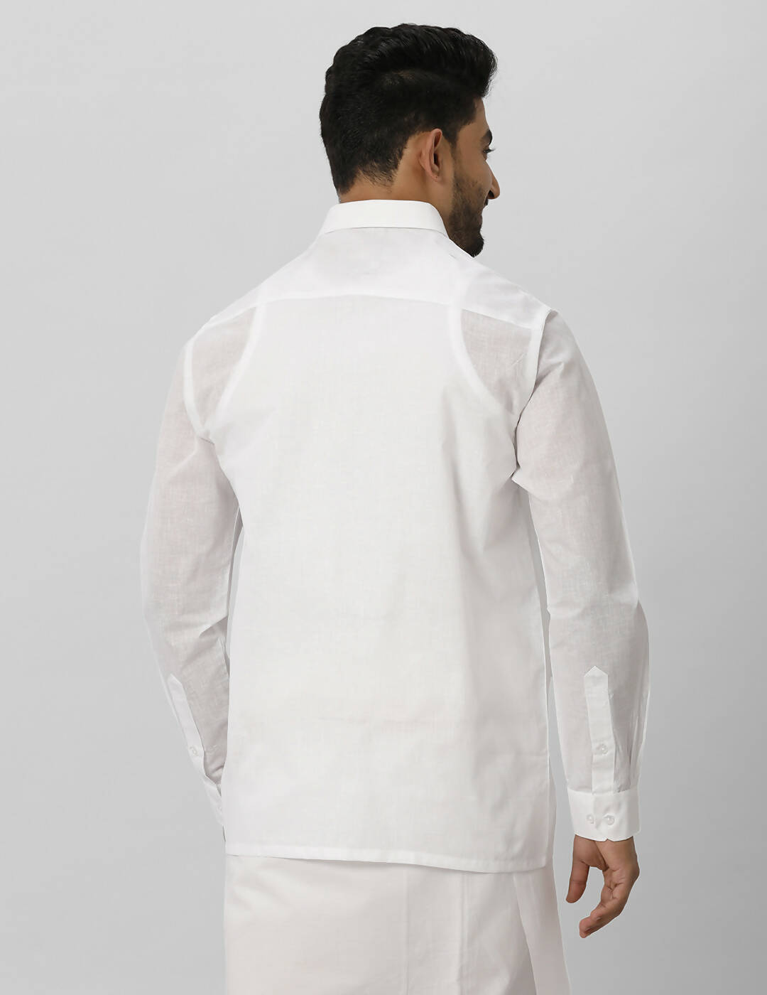 Ramraj Cotton Mens Full Sleeve Formal Poly Cotton White Shirt | Grocsy