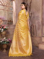 Aastha Fashion Yellow Soft Organza Silk Weaving Saree | Grocsy