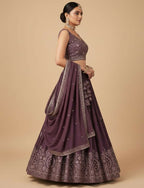 Lehenga Mart Dusty Purple Star Faux Georgette Designer Bollywood Style Wedding Wear Lehenga Choli | Grocsy