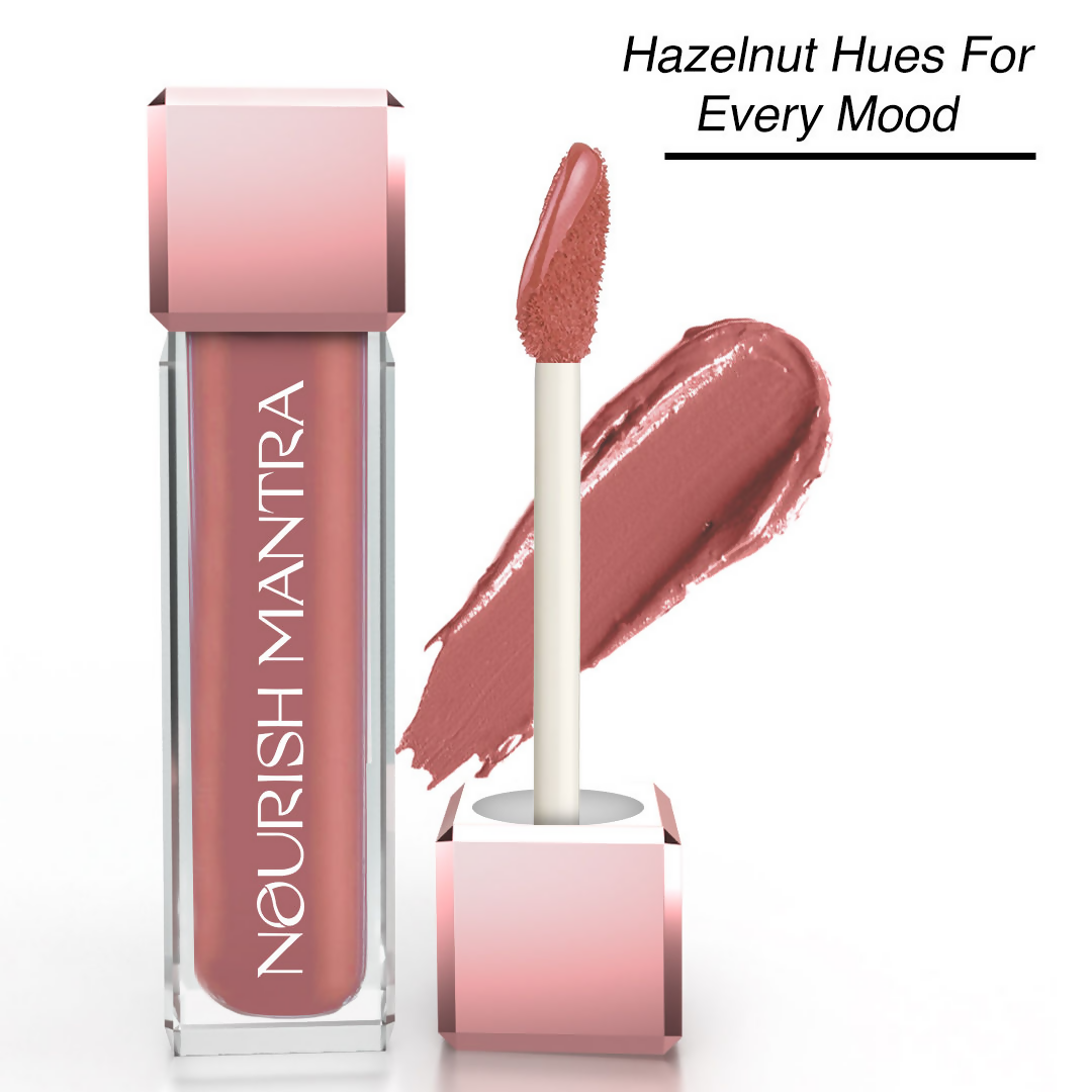 Nourish Mantra Liquid Lipstick Creamy Matte with SPF / Water Proof, Smudge Proof Shade -Tedha Medha Hazelnut | Grocsy