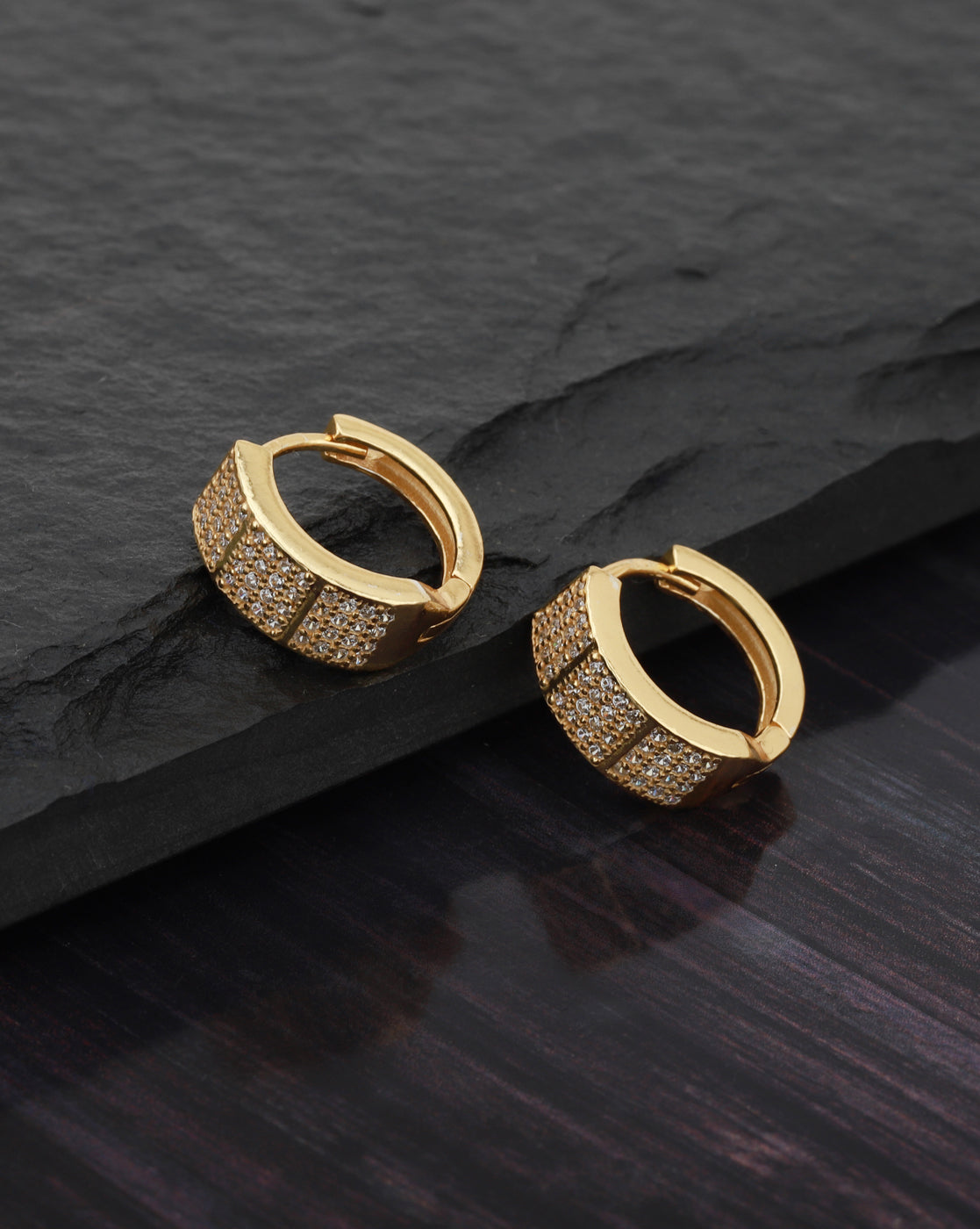 Gold-Polished Drop Earring With Dangling Cz Stone For Women - Wahe Jewels - Swadesiicart