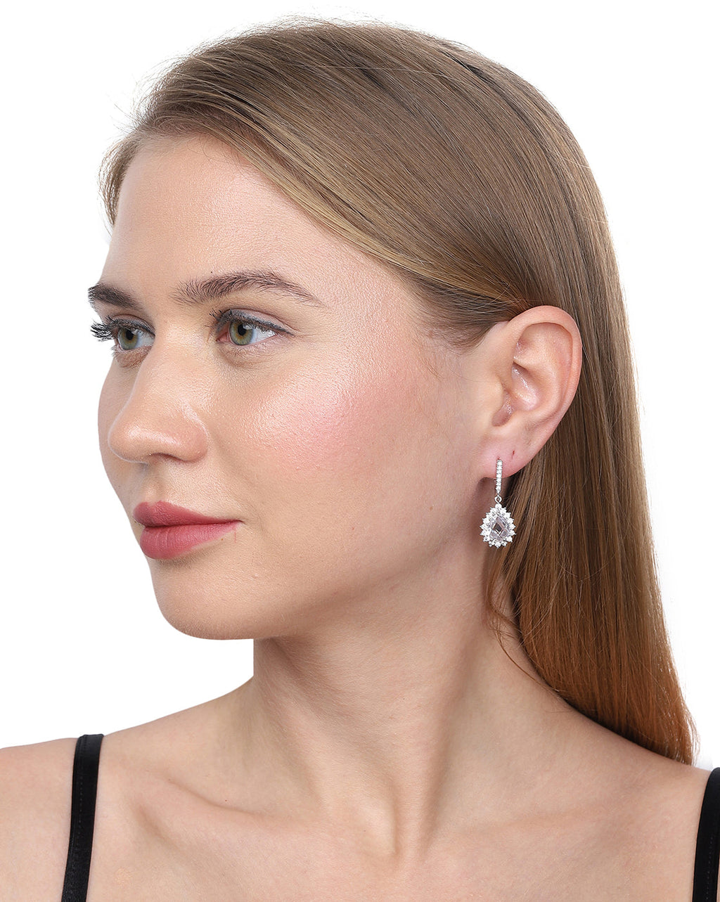 Gold-Polished Contemporary Drop Earring With Dangling Cz Stone - Wahe Jewels - Swadesiicart