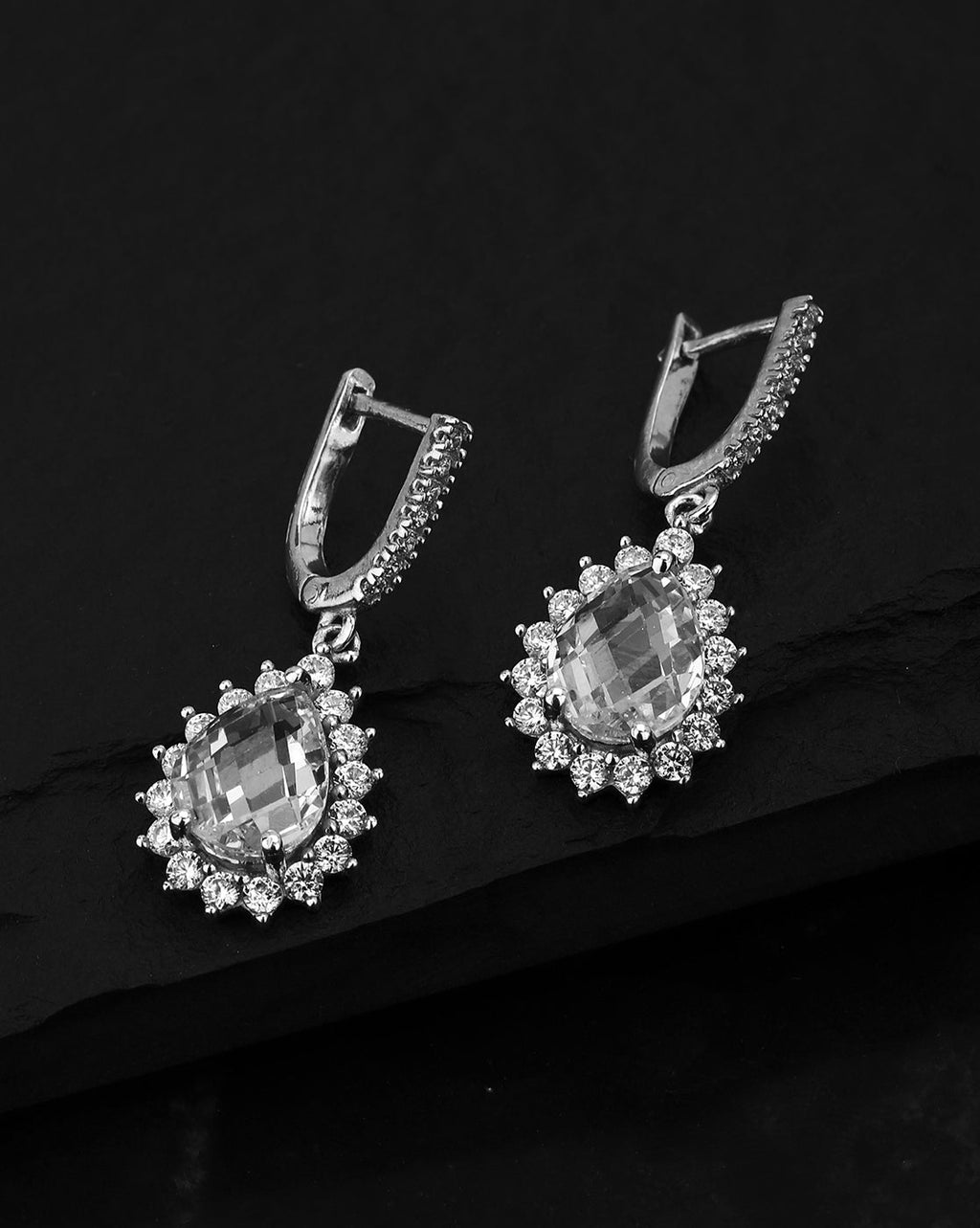 Gold-Polished Contemporary Drop Earring With Dangling Cz Stone - Wahe Jewels - Swadesiicart