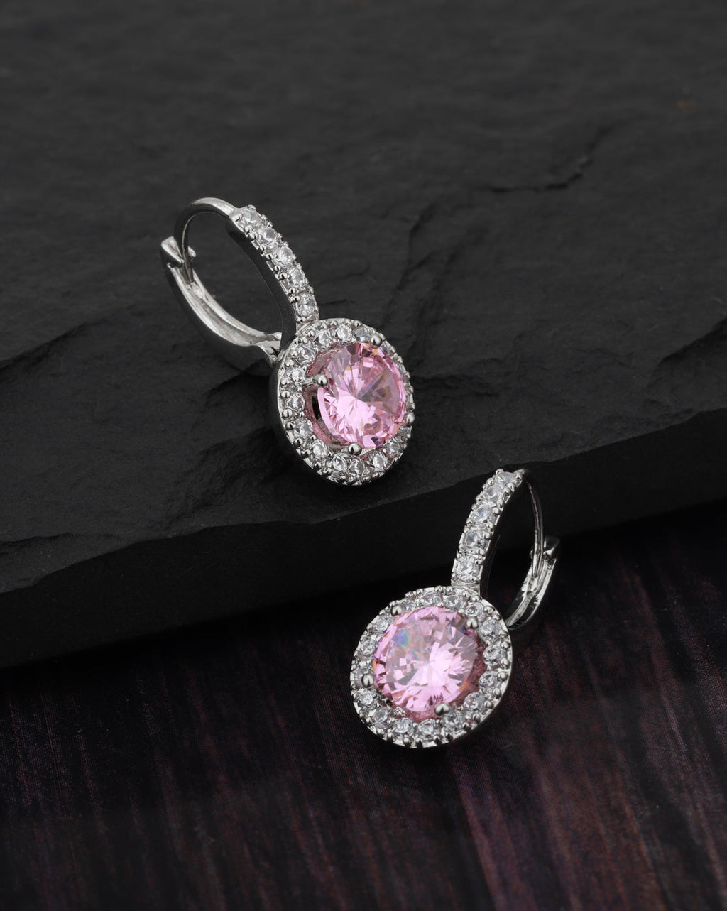 Premium Cz With Rhodium Plated Contemporary Stud Earring - Wahe Jewels - Swadesiicart