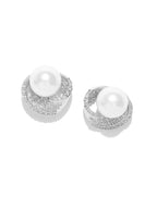 Rhodium Plated White Pearl With Leaf Drop Earring For Women - Wahe Jewels - Swadesiicart
