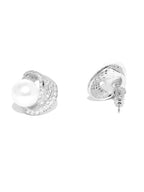 Rhodium Plated White Pearl With Leaf Drop Earring For Women - Wahe Jewels - Swadesiicart