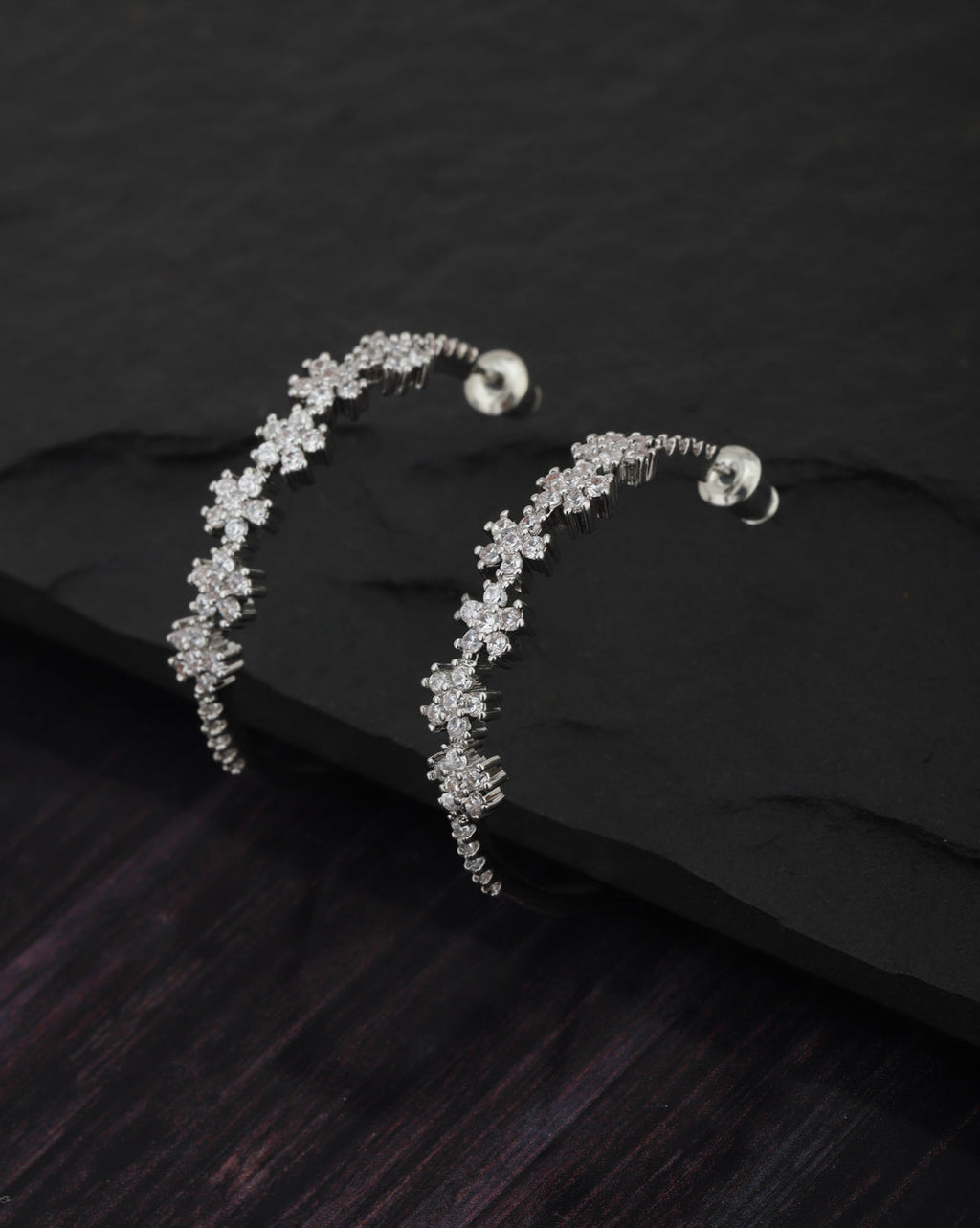 Rhodium Plated Multi-Coloured Cz Ear Cuff Earring For Women - Wahe Jewels - Swadesiicart