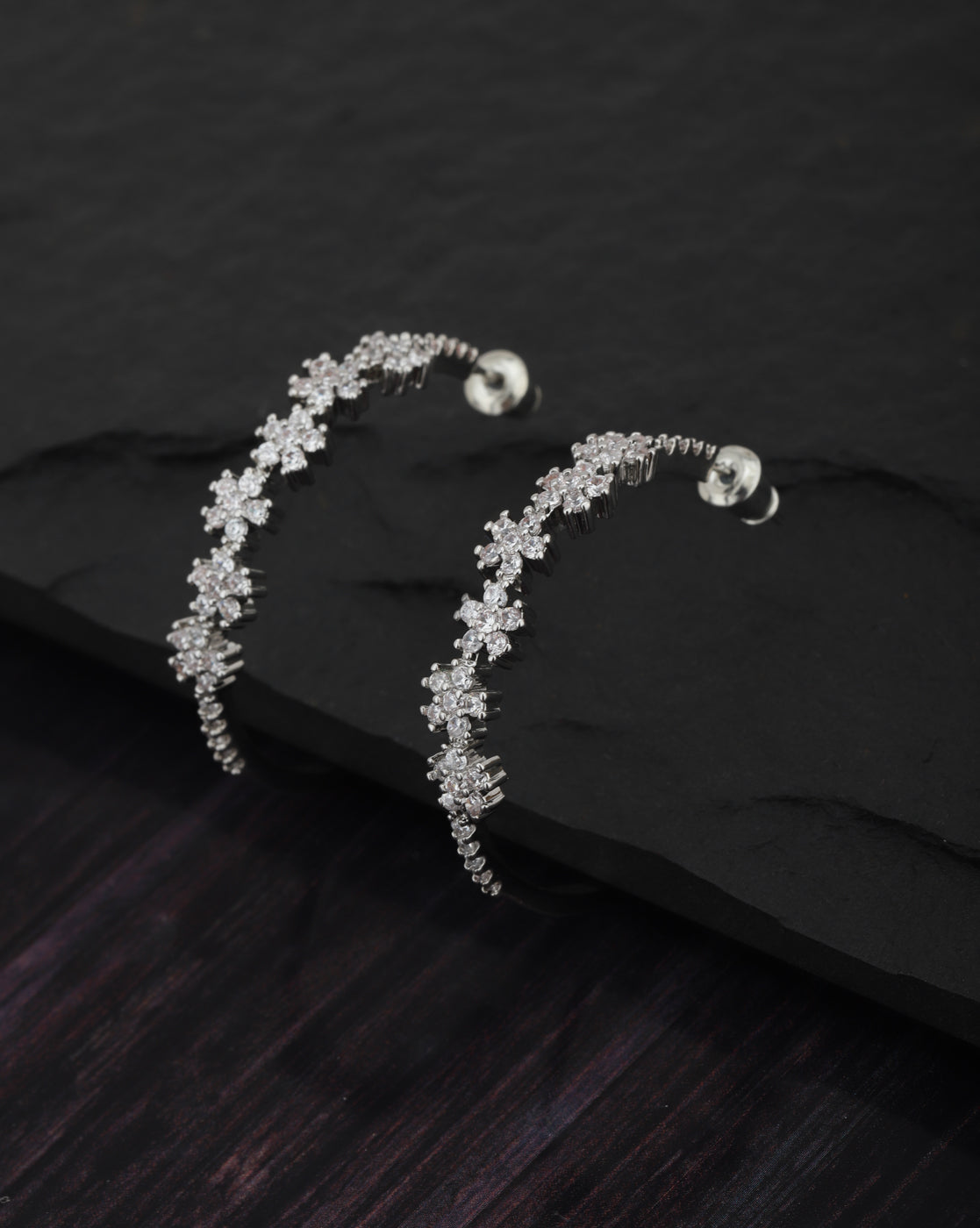Rhodium Plated Multi-Coloured Cz Ear Cuff Earring For Women - Wahe Jewels - Swadesiicart