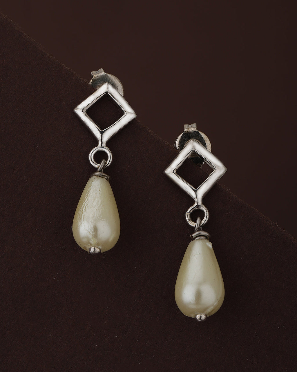 Rhodium Plated Cz Geometric Drop Earring For Women - Wahe Jewels - Swadesiicart