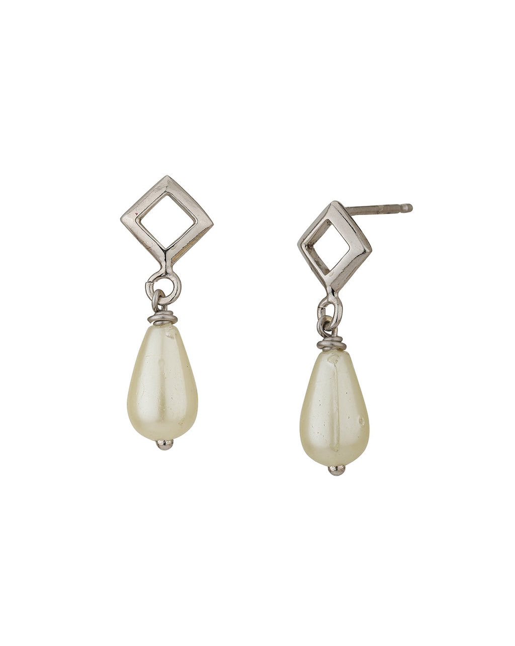 Rhodium Plated Cz Geometric Drop Earring For Women - Wahe Jewels - Swadesiicart