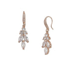 Rose Gold-Polished Cz Studded Contemporary Drop Earrings - Wahe Jewels - Swadesiicart
