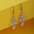 Rose Gold-Polished Cz Studded Contemporary Drop Earrings - Wahe Jewels - Swadesiicart