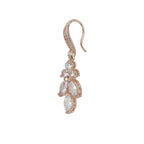 Rose Gold-Polished Cz Studded Contemporary Drop Earrings - Wahe Jewels - Swadesiicart