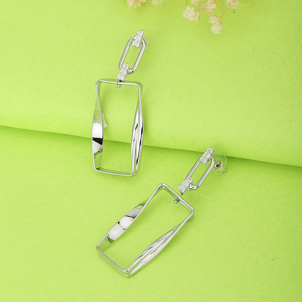 Gold-Polished & Crystal Square Drop Earring For Women - Wahe Jewels - Swadesiicart