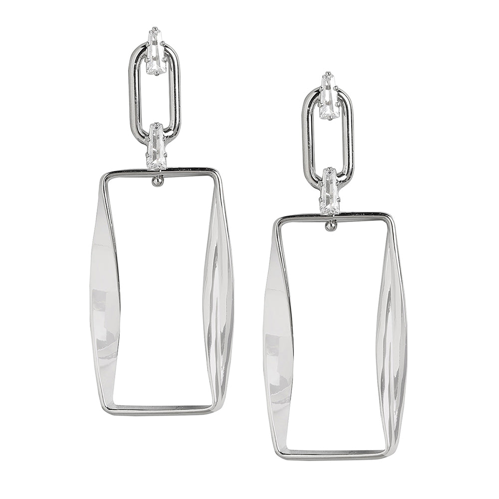 Gold-Polished & Crystal Square Drop Earring For Women - Wahe Jewels - Swadesiicart