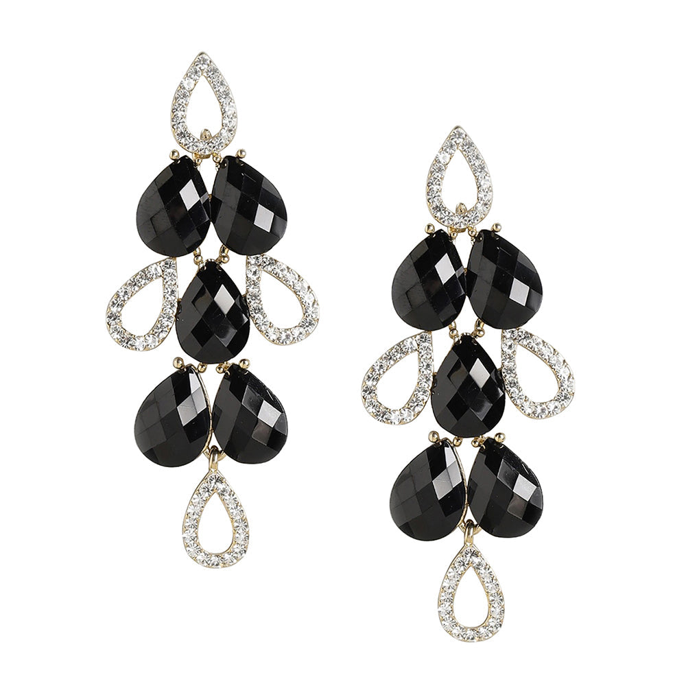 Women'S Brass Black Gold-Polished Handcrafted Contemporary Drop Earrings - Wahe Jewels - Swadesiicart