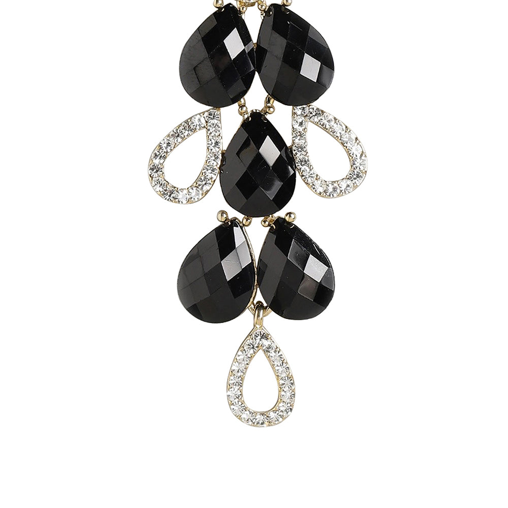 Women'S Brass Black Gold-Polished Handcrafted Contemporary Drop Earrings - Wahe Jewels - Swadesiicart