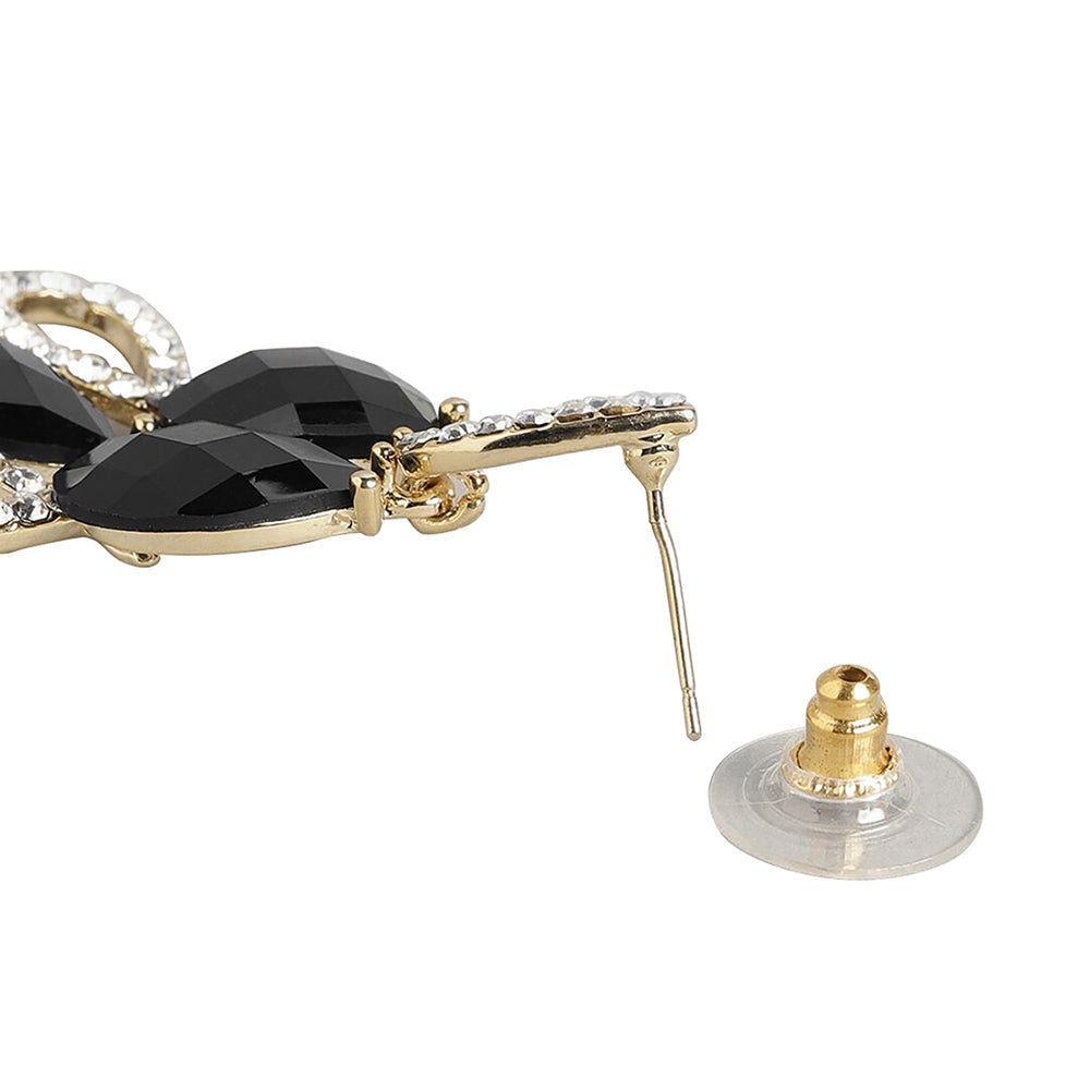Women'S Brass Black Gold-Polished Handcrafted Contemporary Drop Earrings - Wahe Jewels - Swadesiicart