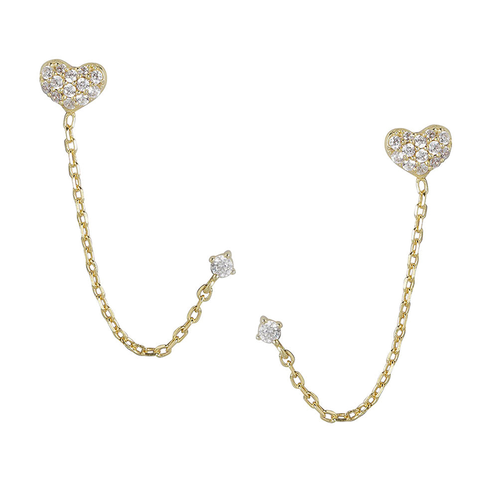 Women'S Brass Gold-Polished Heart Shaped Studs Earrings - Wahe Jewels - Swadesiicart