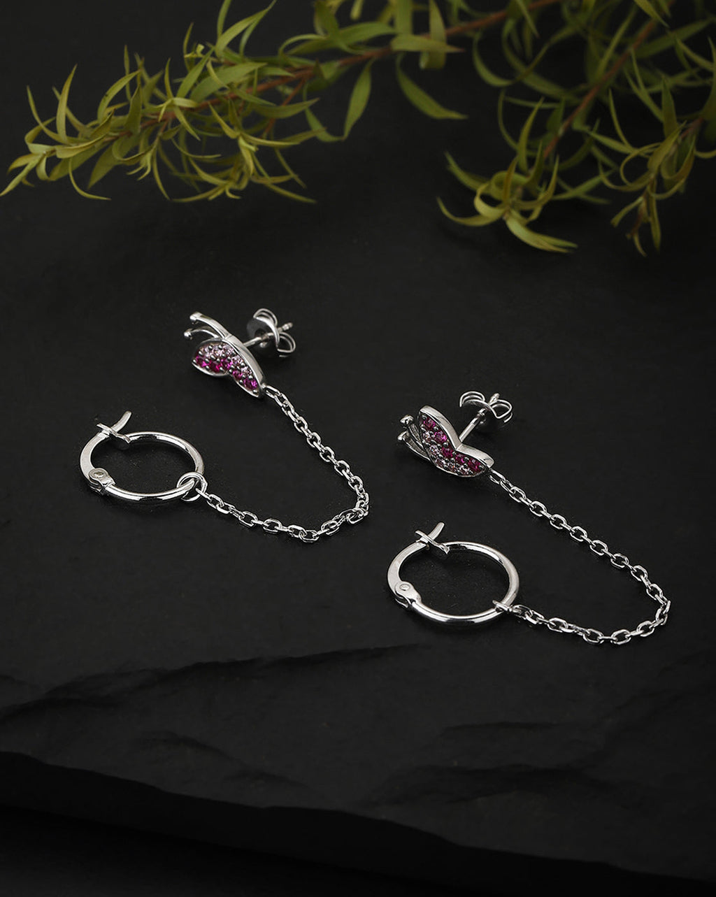 Red & Pink Floral Drop Earrings - Wahe Jewels - Swadesiicart