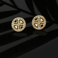 Women'S Brass Gold-Polished & White Circular Studs Earrings - Wahe Jewels - Swadesiicart
