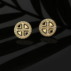 Women'S Brass Gold-Polished & White Circular Studs Earrings - Wahe Jewels - Swadesiicart
