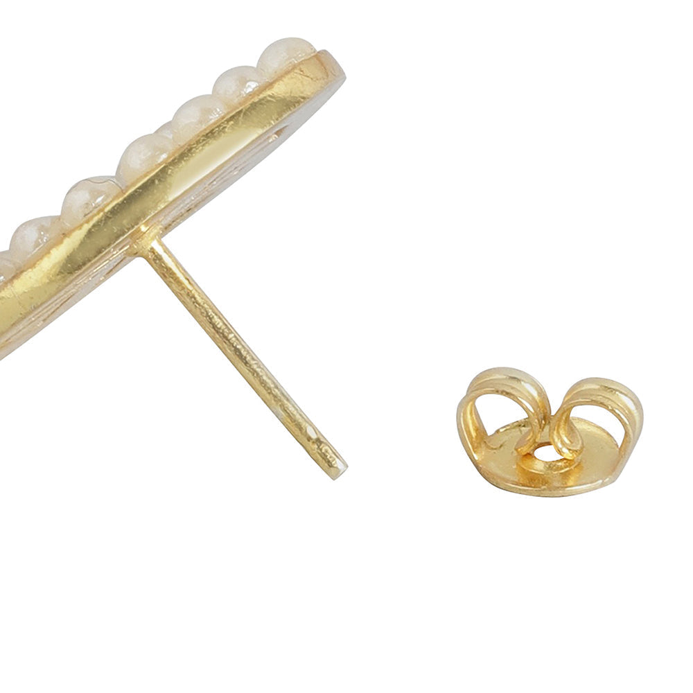 Women'S Brass Gold-Polished & White Circular Studs Earrings - Wahe Jewels - Swadesiicart