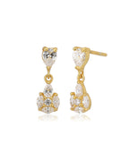 Premium Jewellery - Gold Toned Cz Studded Gold-Polished Square Handcrafted Drop Earrings - Wahe Jewels - Swadesiicart