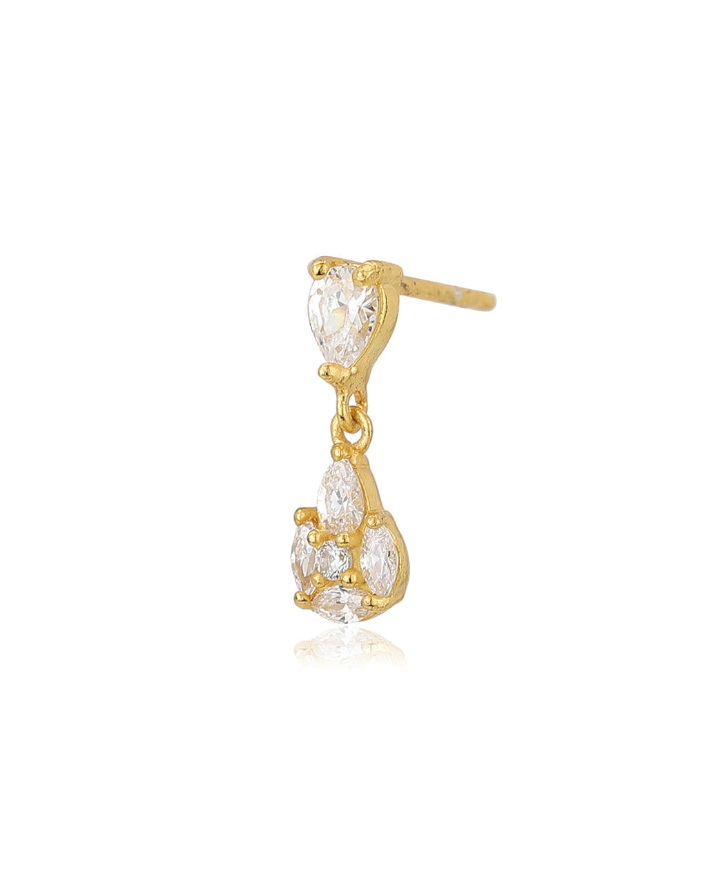 Premium Jewellery - Gold Toned Cz Studded Gold-Polished Square Handcrafted Drop Earrings - Wahe Jewels - Swadesiicart