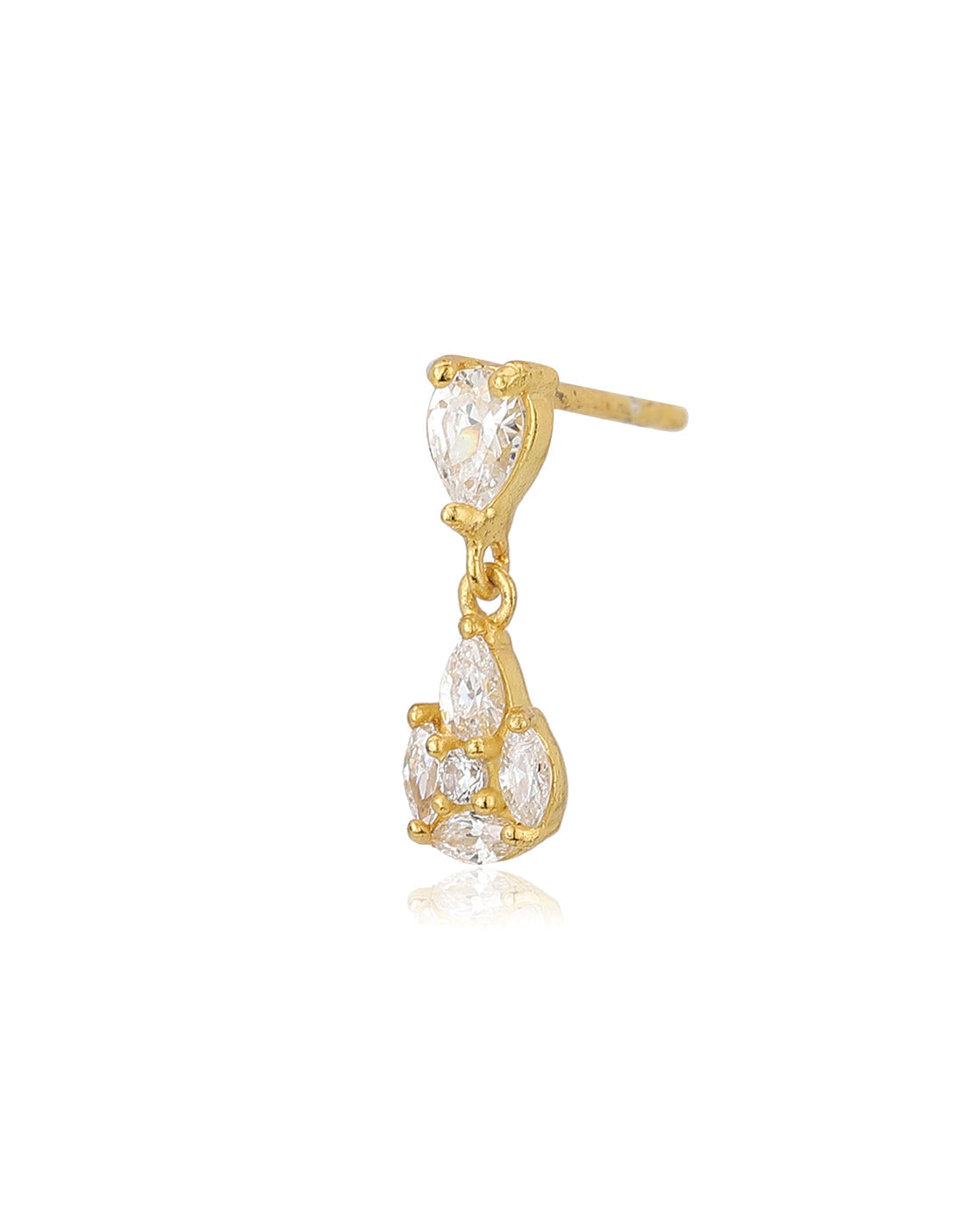 Premium Jewellery - Gold Toned Cz Studded Gold-Polished Square Handcrafted Drop Earrings - Wahe Jewels - Swadesiicart