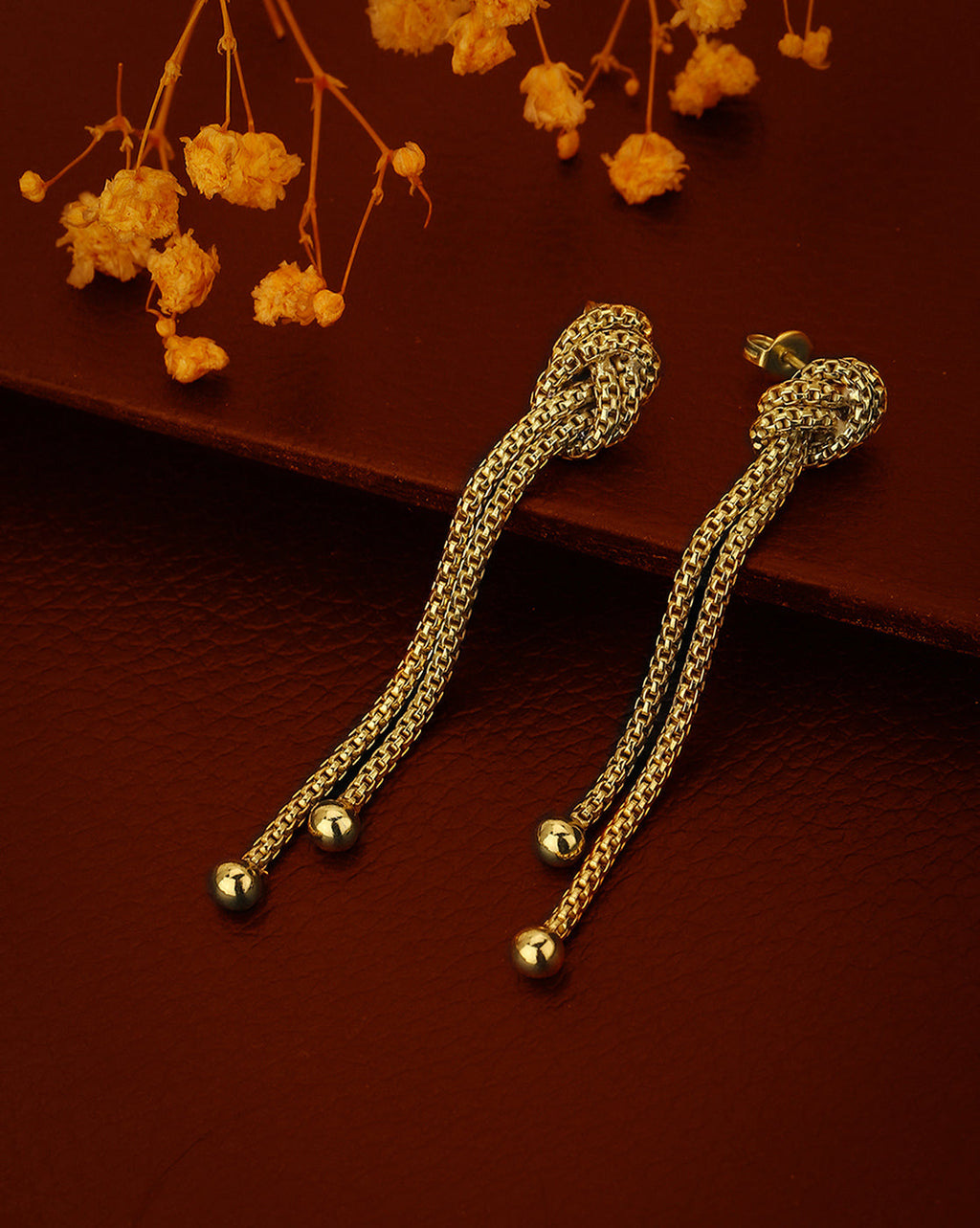 Gold-Polished With Cz Floral Drop Earring For Women - Wahe Jewels - Swadesiicart