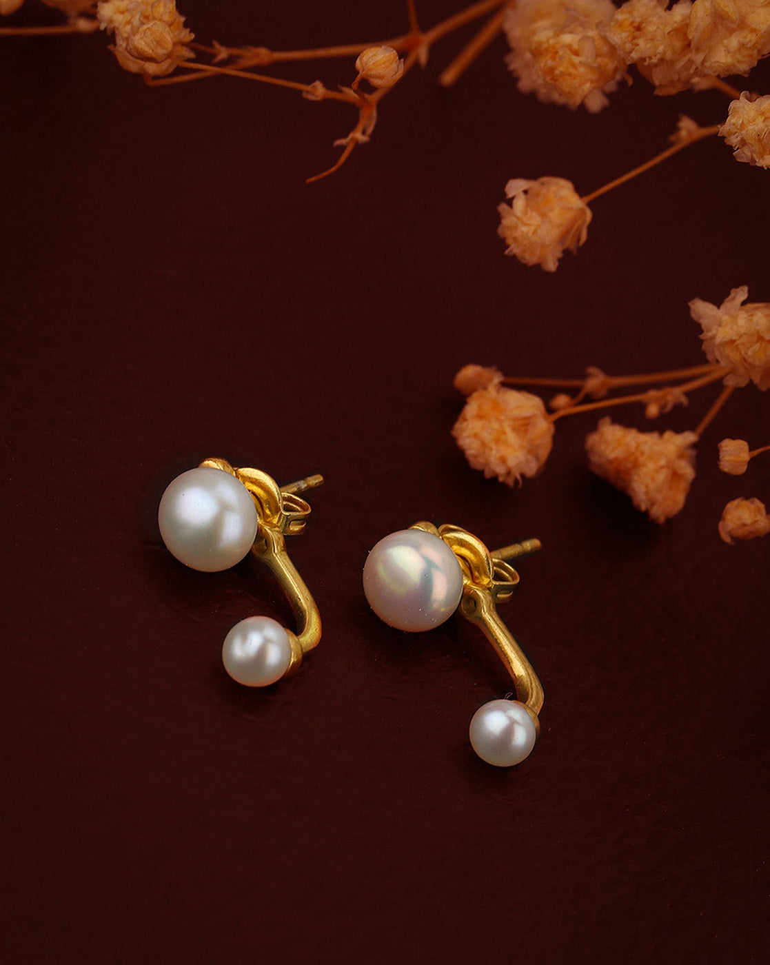 Gold-Polished Maroon Stone Circular Stud Earring For Women - Wahe Jewels - Swadesiicart