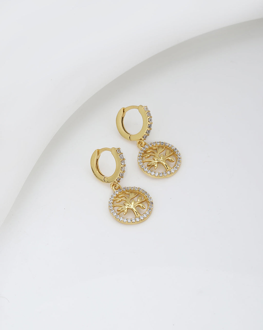 Gold-Polished With Cz Oval Drop Earring For Women - Wahe Jewels - Swadesiicart
