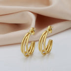 Women'S Gold Western Brass Na Post And Back Gold-Polished Single Gold - Toned Contemporary Half Hoop Earrings - Wahe Jewels - Swadesiicart