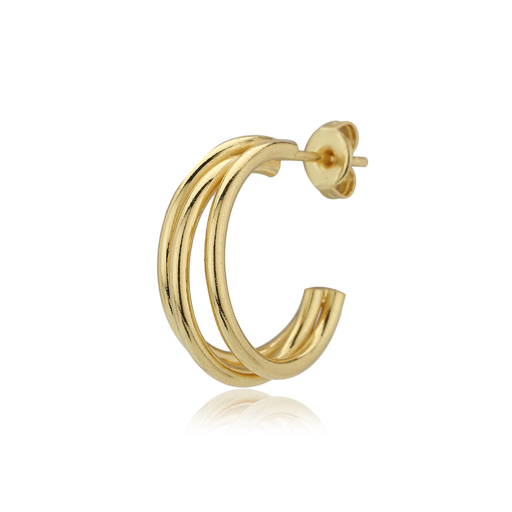 Women'S Gold Western Brass Na Post And Back Gold-Polished Single Gold - Toned Contemporary Half Hoop Earrings - Wahe Jewels - Swadesiicart