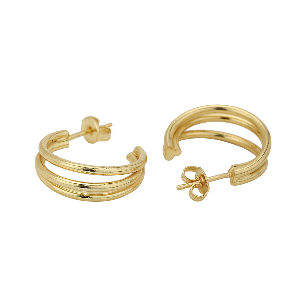 Women'S Gold Western Brass Na Post And Back Gold-Polished Single Gold - Toned Contemporary Half Hoop Earrings - Wahe Jewels - Swadesiicart