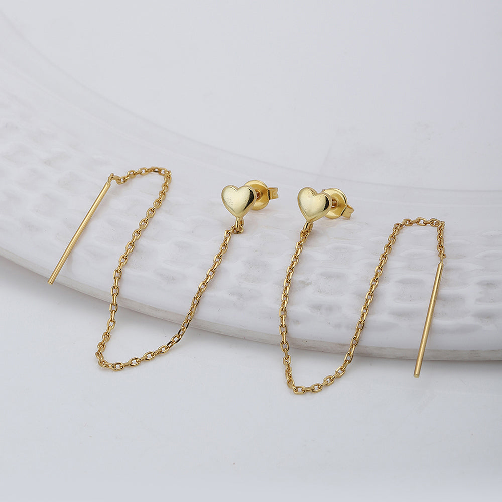 Women'S Gold Western Brass Na Post And Back Gold-Polished Single Heart Shaped Drop Earrings - Wahe Jewels - Swadesiicart